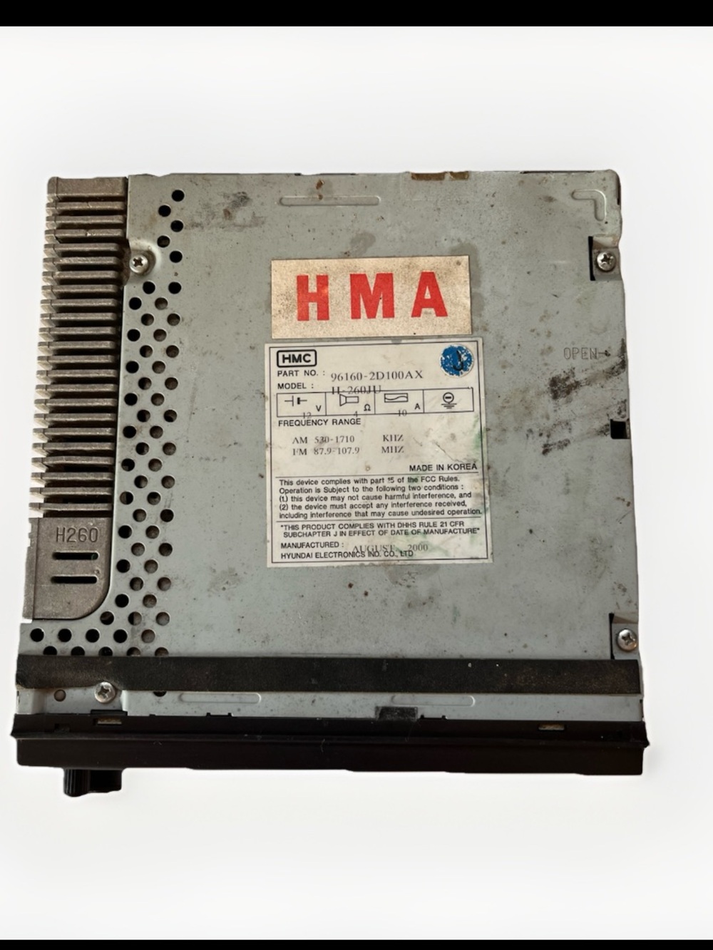 OEM Hyundai Factory CD FM/AM Radio Part No. 96160-2D101AX H-260JU **READ**